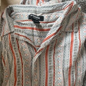 RSQ Geometric Striped Shirt in Red and Black